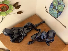 1976 Navy Blue Jaru Cubist Sitting Nude Sculpture, California Mid  Modern!