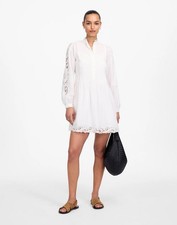 NWT! Madewell Pintucked Eyelet Mini Dress White Size XS