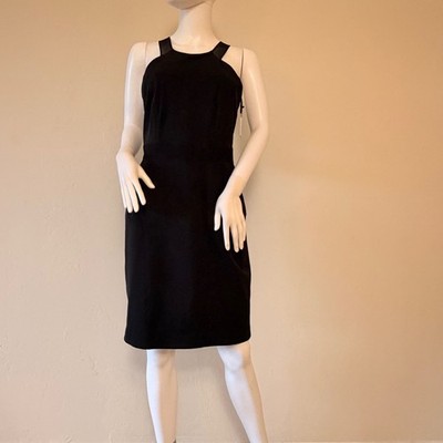 NWT Milly of New York Women Black Mesh Trim Crisscross Back Sheath Dress Size 10