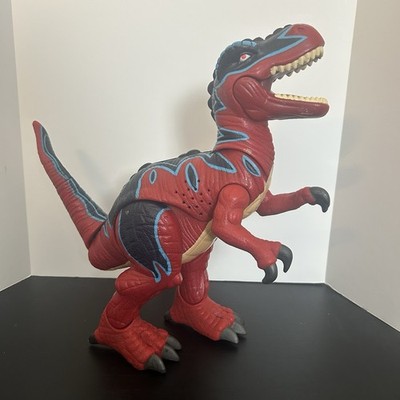 Vintage Mattel Imaginext 2004 Razor T-Rex Dinosaur Red Blue Black ROARS 12  Tall