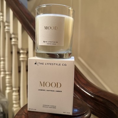 THE LYFESTYLE CO MOOD Luxury Perfume Scented ORGANIC CANDLE 8 oz NIB