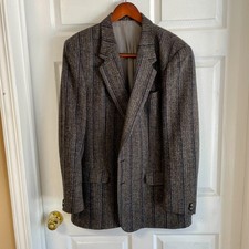 Vintage Harris Tweed Jacket Blazer 46L Pure Scottish Wool Herringbone Excellent