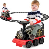 COSTWAY Kids Ride On Train Electric Ride On Toy with 16 Pieces Tracks-Black