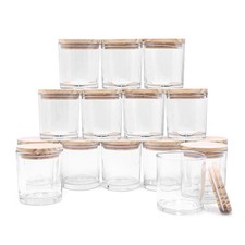 SHOWIN 8 OZ Thick Candle Jars 15 Pcs Clear Empty w/ Wood Lids for Candle Making