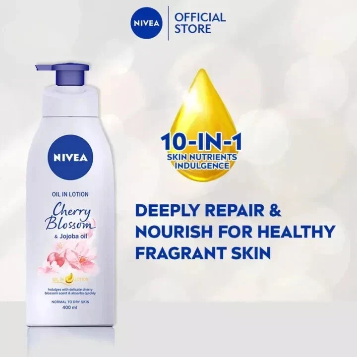 NIVEA Cherry Blossom & Jojoba Oil Body Lotion 400ml Free Global Shipping