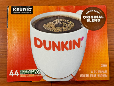 44 K-Cups Dunkin' Donuts Original Blend  Medium Roast Coffee BEST BY 12/27/26
