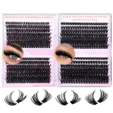 Lash Clusters D-Curly Individual Lashes Volume Eyelash Clusters Bulk zanlufly...
