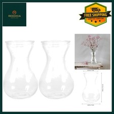 Elegant Transparent Glass Hyacinth Vase for Flowers Decor, 2-Pack