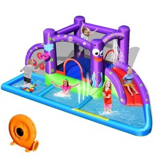 Inflatable Water Slide Castle Kids Bounce House w/ 750W Blower Octopus Style