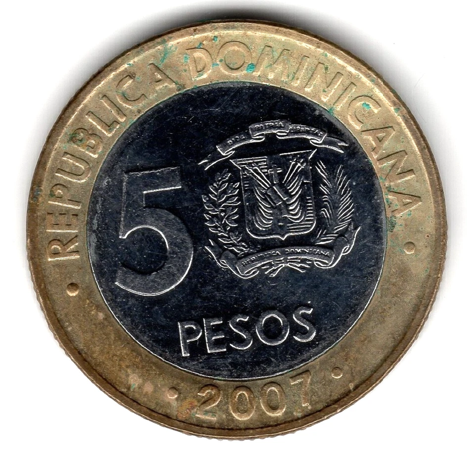 2007 Banco Central De La Republica Dominicana 5 Peso Sanchez coin - Image 2 of 2