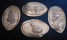 Calistoga,Ca. - Petrified Forest - Four Copper Elongated Pennies