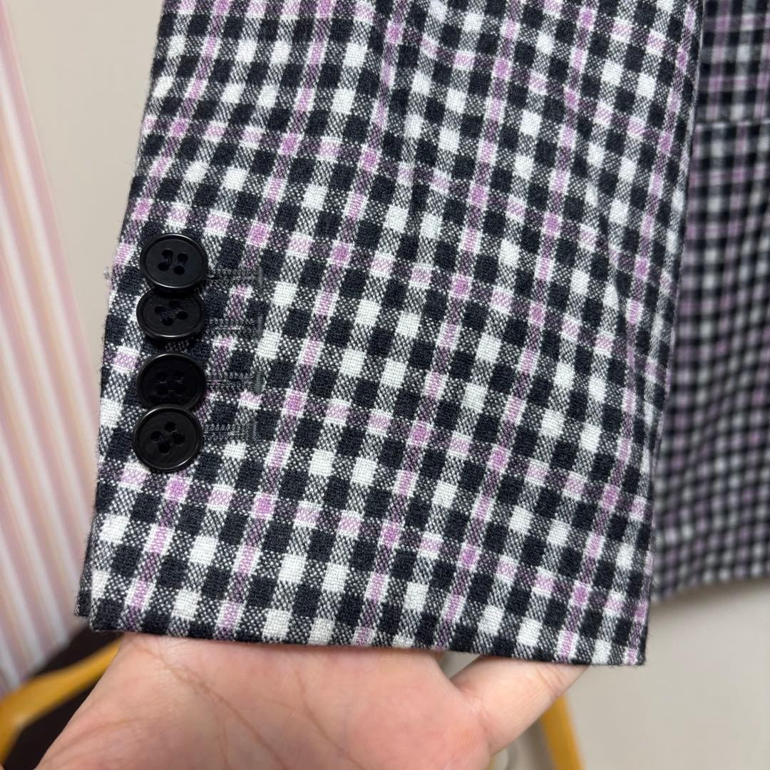 RING JACKET Navy Check Pattern Tailored Jacket - image 5