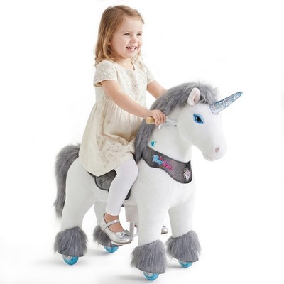 PonyCycle Einhorn Reitspielzeug 3 4 Jahre, Grau mit Bremse - Y356