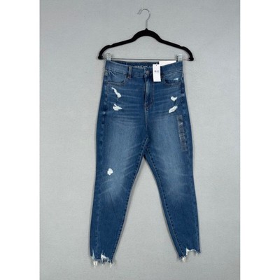 American Eagle Jeans Jegging Women 4 Short Blue Distressed Denim Curvy High Rise