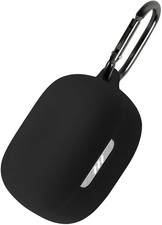 Silicone Case for JBL Tune Buds, Protective Cover with Carabiner Black 