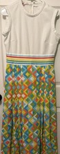 Kay Windsor Vintage Retro Sleeveless Long A-Line Geometric Dress Multicolor M