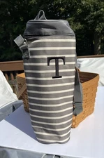 Initials Inc “T” Insulated Wine Bottle Drink Holder Bag w/Cork Screw New