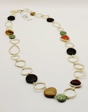 FOSSIL Gold tone Semi Precious 33" Necklace Multi Colored $85
