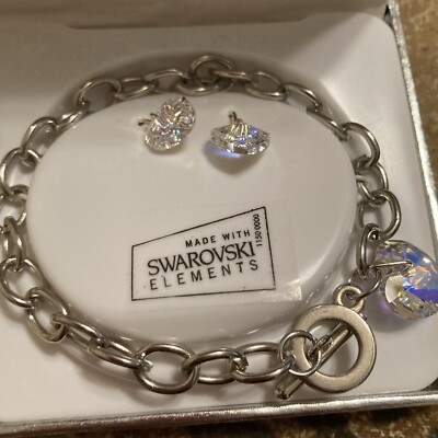 Swarovski Elements Aurora Borealis Bracelet And Earrings Set