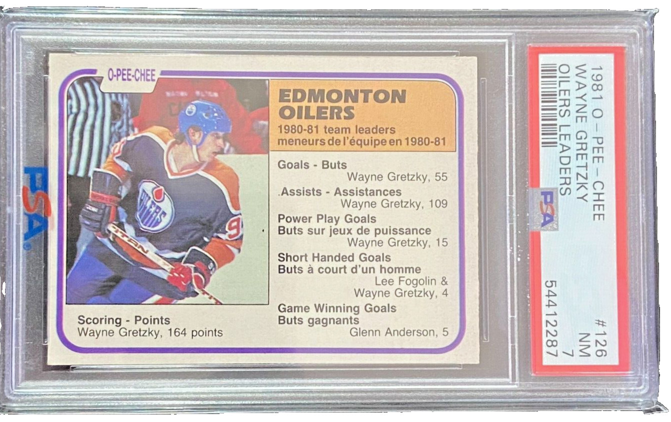 Wayne Gretzky TL 1981-82 O-Pee-Chee #126 OPC NHL Edmonton Oilers PSA 7 NM