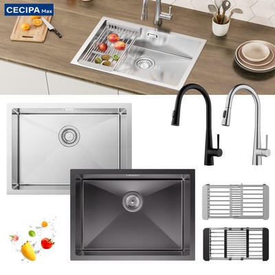 Edelstahl Einbauspüle Küchenspüle 60X44 Spülbecken mit Abtropffläche Sifon Spüle