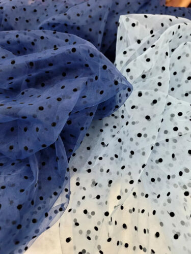 Marineblau Tüll Netz Stoff verkauft von The Yard schwarz Samt Tupfen für Kleid - Bild 9 von 11