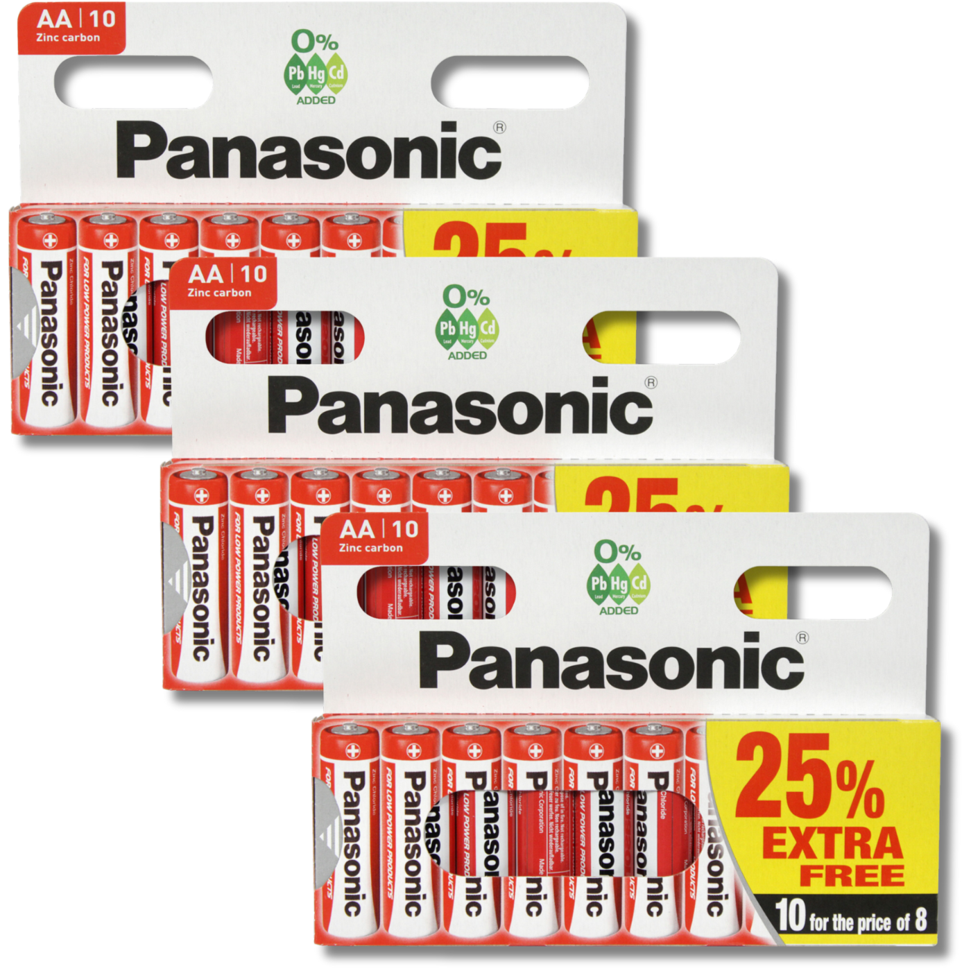 Pack of 10 Panasonic AA Zinc Carbon Batteries LR6 MN1500 1.5V for Remotes - Image 27
