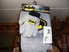 BATMAN BOYS TOBOGGAN GLOVE AND SCARF SET ONE SIZE WINTER ACCESSORIES NEW FUN