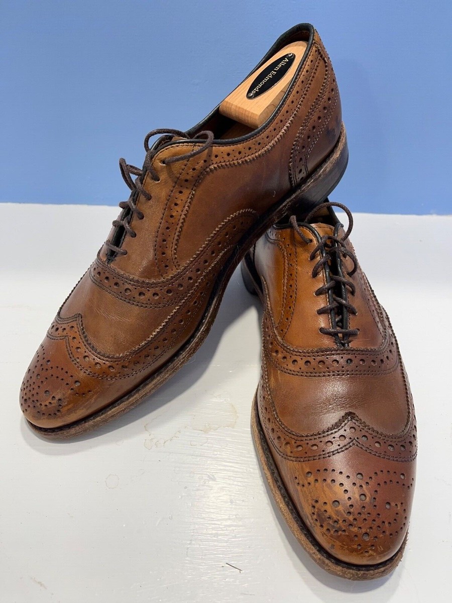 Allen Edmonds McAllister Wingtip Oxford 10 D Light Brown Mens Leather Brogue USA Allen Edmonds Shoes Mens 10.5 D Brown McAllister Wingtip  main image 4