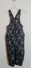 iXtreme Snow Bib Kids Size 6 Black Gray Adjustable Straps Pockets Zipper Lined
