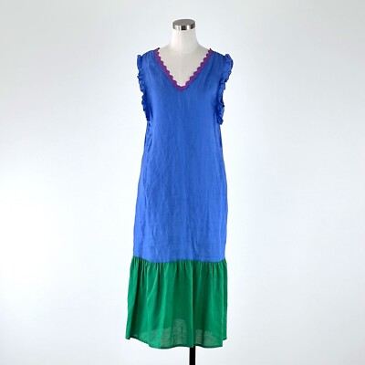 VILAGALLO Linen Dress V NECK Colorblock BRIGHT SHIFT DRESS Blue Green Sz 36 S | eBay VILAGALLO Linen Dress V NECK Colorblock BRIGHT SHIFT DRESS Blue Green Sz 36 S | eBay