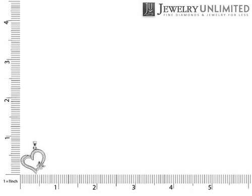 Ladies 10K White Gold Genuine Diamonds Butterfly Heart Designer Pendant 0.10ct - Picture 6 of 7