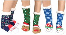 Winter-Weight Thermal Cozy Christmas Holiday Sherpa Lined Slipper Socks