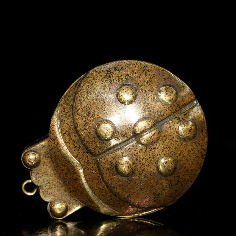 Joyero Ladybug hecho a mano de latón puro chino de colección antigua Foto 2 de 4