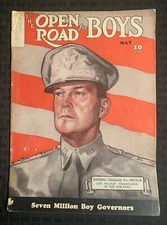 1942 May THE OPEN ROAD FOR BOYS Magazine G/VG 3.0 General Douglas MacArthur WW2
