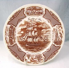 Alfred Meakin FAIR WINDS Brown Lot of 2 Dinner Plates Friendship of Salem Used