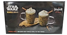 STAR WARS MANDALORIAN SET OF 2 Double Wall Drinking Glasses 13.5oz Joy Jolt NEW