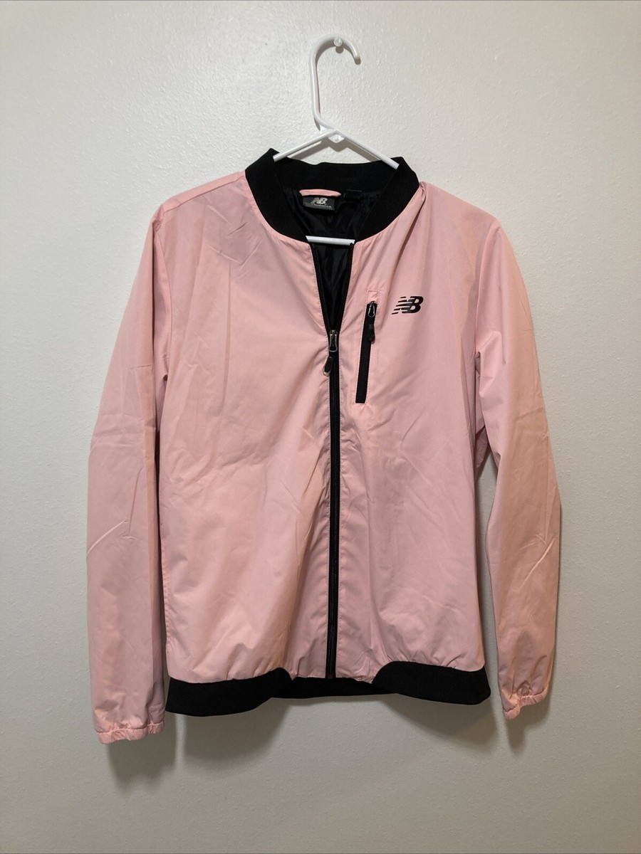 ˙˚ʚ ℳ ɞ˚˙ New Balance Pink Windbreaker Jacket Black Trim Women's Size L
