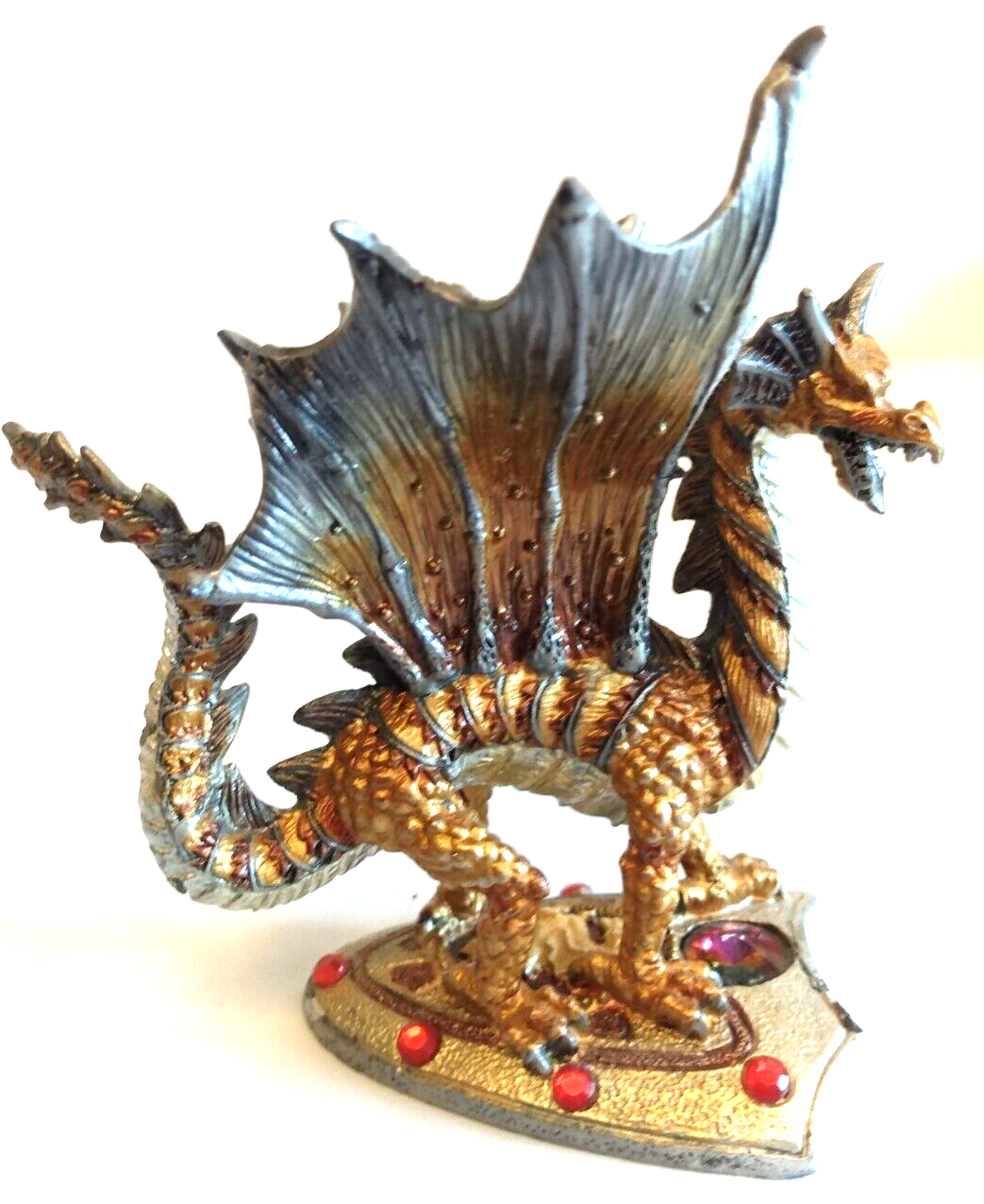 Pewter metal Dragon Figurine Rhinestones Painted Enamel Heavy eBay