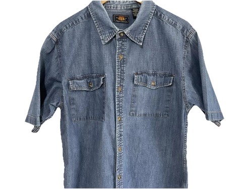 VTG Route 66 Mens Short Sleeve Smart Casual Button Up Denim Shirt Size Medium - Picture 8 of 18