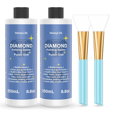 Updated Diamond Painting Sealer 2 Pack 500ML with Silicone Brush, 5D Diamond Pai