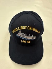 The Corps USNS Leroy Grumman T-AO 195 Logo Blue Baseball Cap Hat One Size