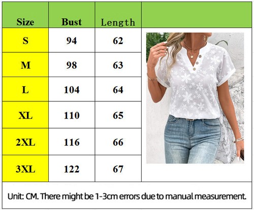 Sommer Damen lässig Kurzarm V-Ausschnitt Blumen Bluse Tops T-Shirts Plus Größe - Bild 2 von 21