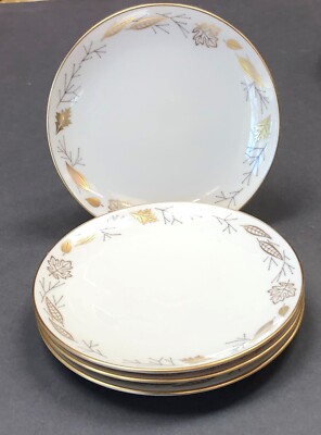 Set of 4 Franciscan Bread  plates Gold Leaves pattern, 1957-1958 Vintage Exc.