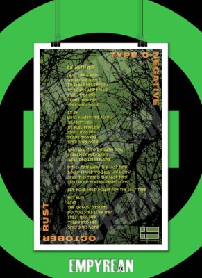 Type O Negative October Rust Die With Me Lyrics Poster Art Print | eBay