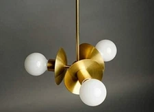 3 Light Mid Century Brass Sputnik Chandelier light Brass Antique Ceiling Pendant