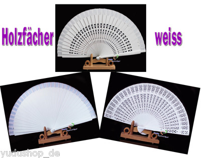 Holzfächer Handfächer Fächer Holz Dekofächer Hochzeit weiss