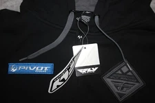 NWT Fly Racing 2XL Black Cotton Poly Pivot Cycles Pullover Hoodie Sweatshirt
