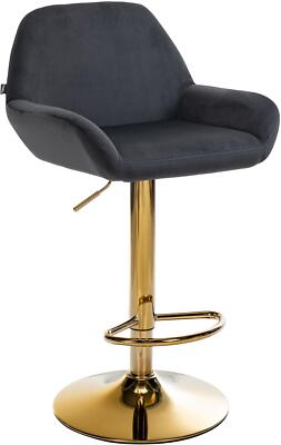 Barhocker Braga Samt-Bezug Metallgestell in Gold-Optik Barstuhl höhenverstellbar