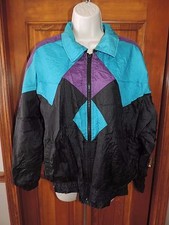 Marina Bay Zip Up Windbreaker Pm Vintage Colorful Lined Light Jacket Size Pm